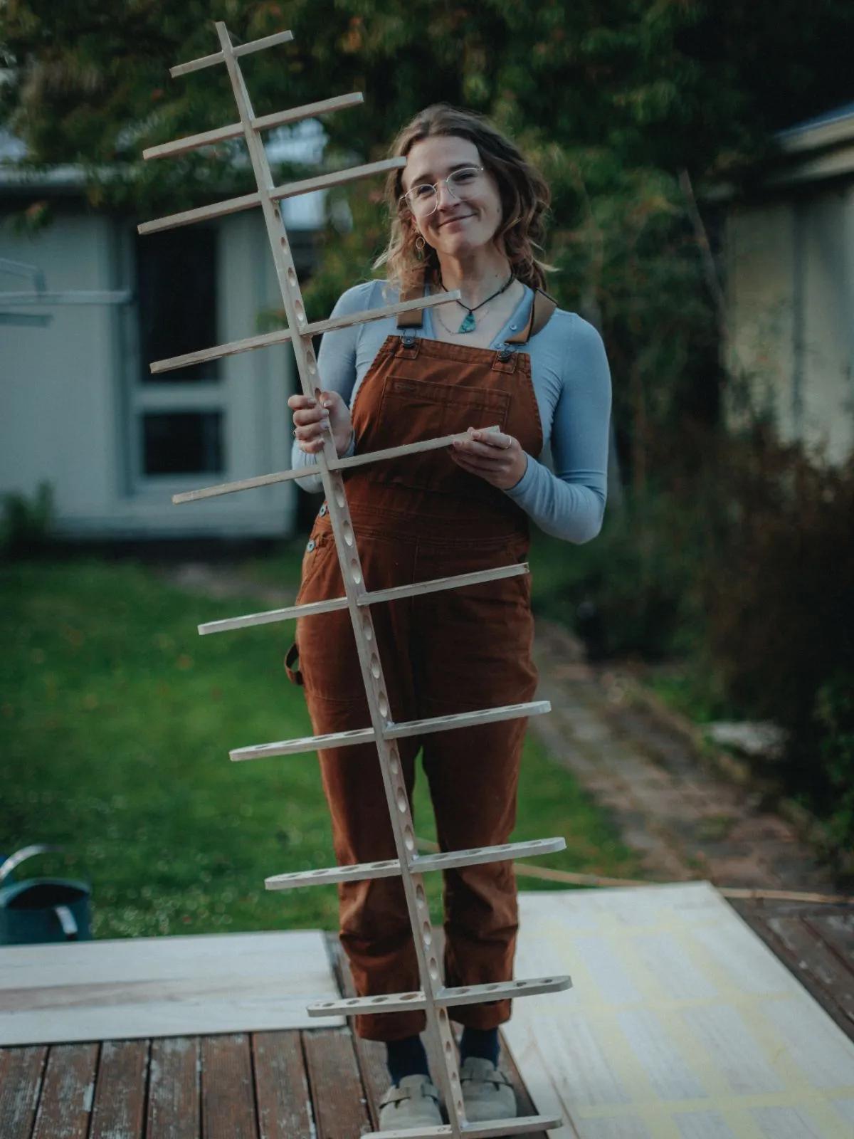 Carrying a frame up the path