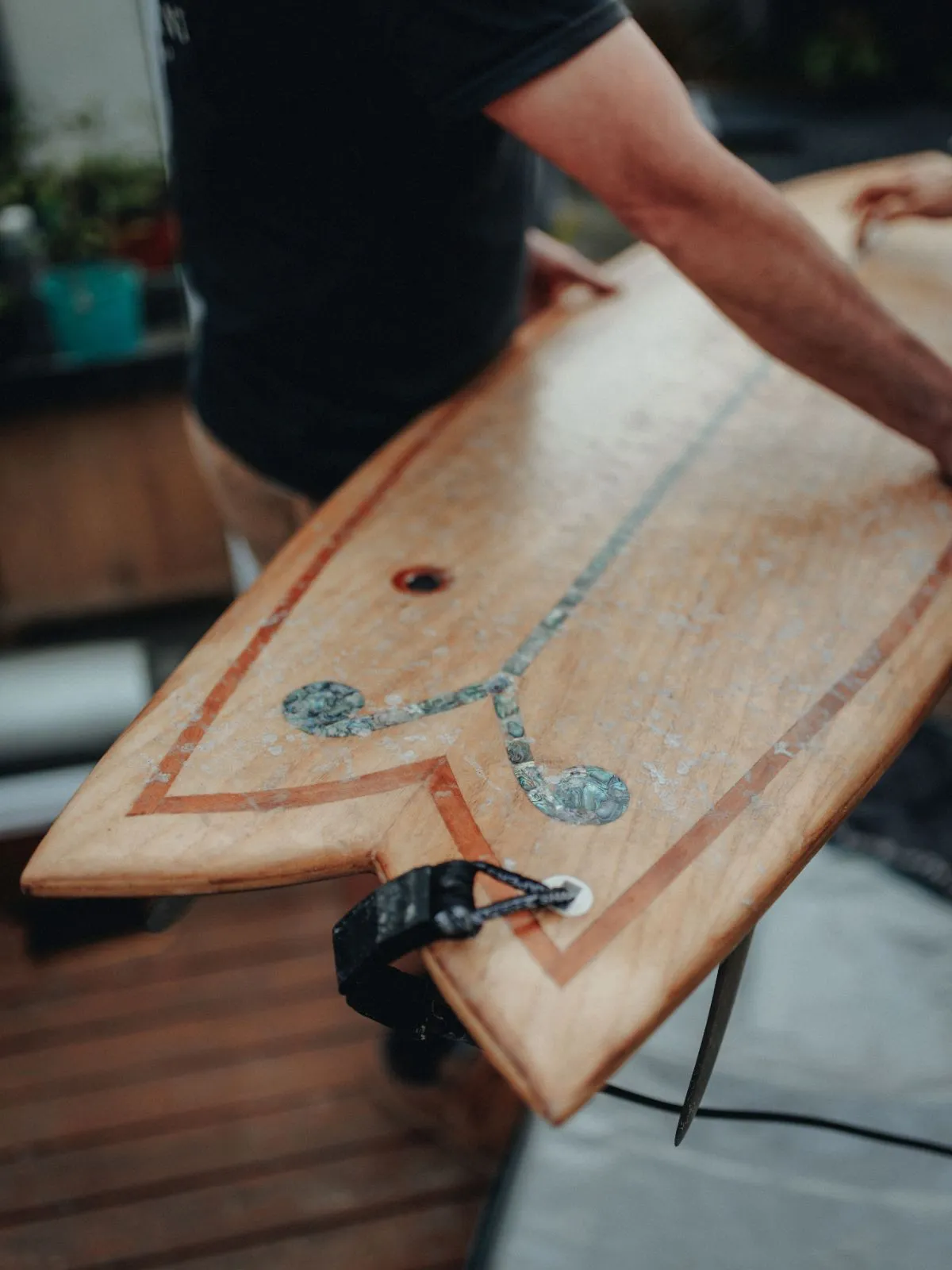 Finished deck, paua inlay